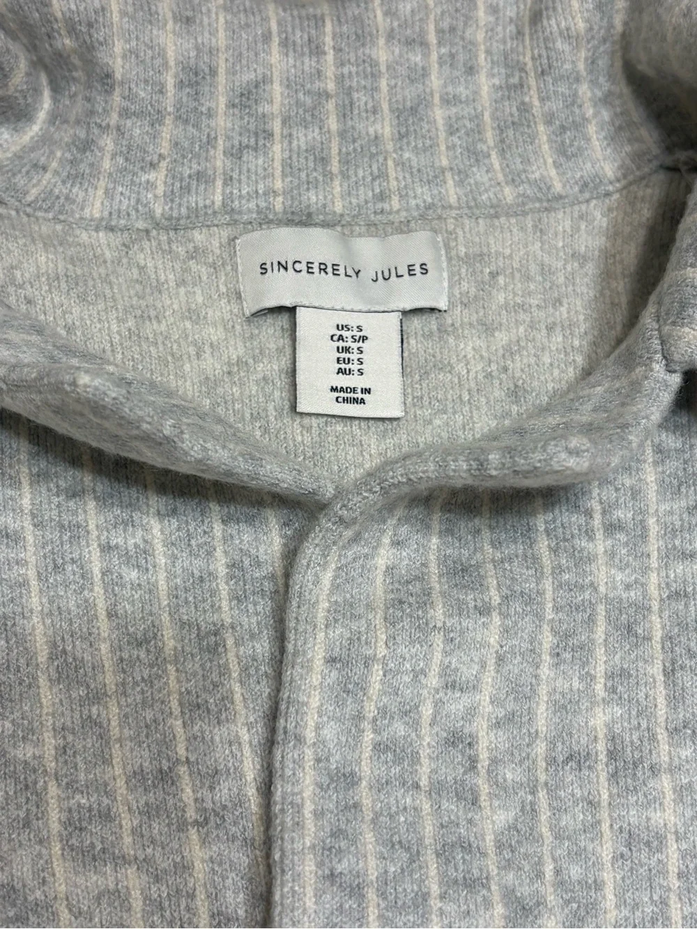 Sincerly Jules Light Gray Ribbed Open-Front Cardigan